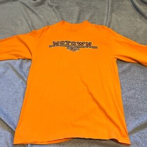 Large orange long sleeve Harley Davidson shirt